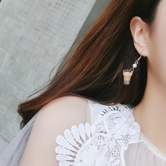 ❤️️NEW UNIQUE Cute Milk Tea Handmade Earrings J5 - Picture 2 of 5
